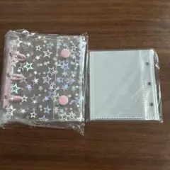 シール帳　ホログラム星柄　3穴リングファイル　リフィル10枚セット