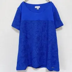 カルバンクライン カットソー ボートネック 半袖 花柄 XL 青 ポリエステルのサムネイル