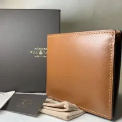 新品 FUJITAKA フジタカ 折り財布 レザー キャメル 日本製 付属品完備