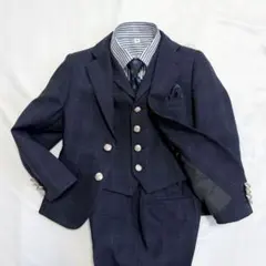 美品　ワンダーファクトリー　スーツセット　フォーマル　男の子　ネイビー　チェック