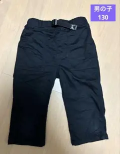 男の子130 飾りベルト 膝丈 ハーフパンツ 黒