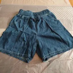デニムハーフパンツ ゴムウエスト