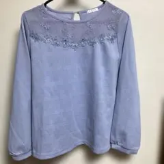 GLACIER ライトブルー 刺繍入り長袖Tシャツ Lサイズ