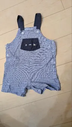 familiar ファミリア ショートオール 90cm 乗り物 刺繍 ブルー