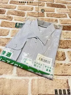 【新品未使用•自宅保管】ストライプ ノンアイロン ストレッチ　ニットシャツ