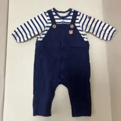 HOT BISCUITSネイビー ストライプロンパース 70