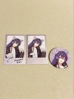 【わんにゃんdays vol.2】ランダムチェキ風カード・缶バッジ　長尾景