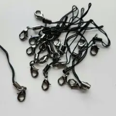 aストラップ紐カニカン付　ガンメタカラー アクセサリー基礎金具 ハンドメイド資材