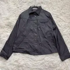 y7094 美品✨薄手シャツジャケット レディースM ダークグレー