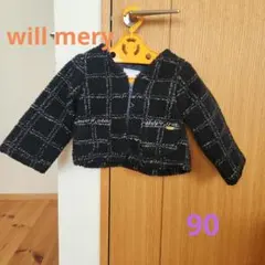 will-mery チェック柄ボアアウター 90