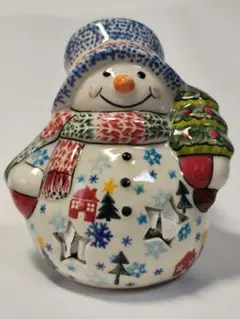 ポーリッシュポタリー　「モミの木を持った雪人形」UNIKAT　VENA社