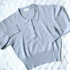 ア*エ様 美品♪ライトブルー　襟付きニット　Lサイズ