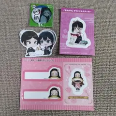 鬼滅の刃＆呪術廻戦　女性キャラステッカー＆缶バッジセット