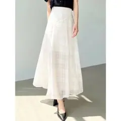 シアーチェックフレアスカート