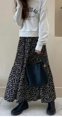 美品☆プリーツスカート レオパード柄