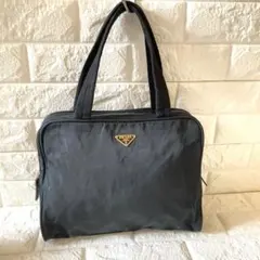 な*い様 PRADA ビーズ刺繍ロゴ ブラックハンドバッグ - メルカリ