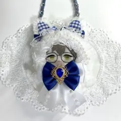 ぬい服 10cm 着ぐるみ チェーン付き うさぎ 青色 ブルー