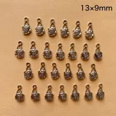 バラのチャーム　26個　13×9mm　銀古美　現品　P121　薔薇　花
