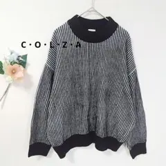 017 COLZA コルザ 長袖 ニット セーター ストライプ柄 モノトーン