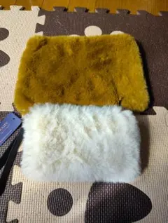 ファー素材 クラッチバッグ イエロー ホワイト