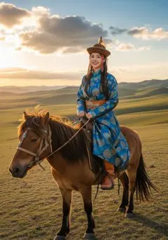 【現品限り！】【AI作成写真L判サイズ】理想の彼女 モンゴル服馬