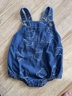 kohana クマ柄デニムロンパース