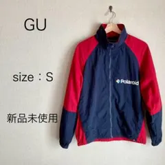 新品未使用 GU Polaroid ナイロンジャケット Sサイズ 赤/ネイビー