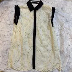 adonisis ブラウス　フリル　ホワイト　ブラック　襟