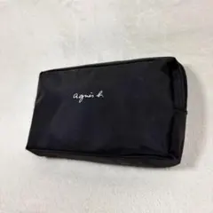 【美品✨】アニエスベー ロゴ ナイロン ポーチ ブラック　ガジェット　小物　化粧