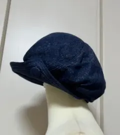 絹100％・日本製♡ネイビーキャスケット帽子