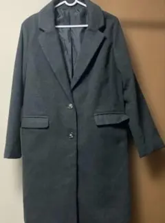 グレー チェスターコート ウール風