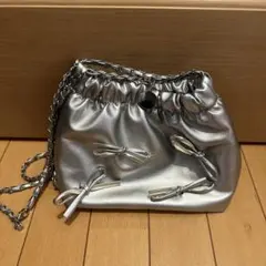 SHEIN シルバー リボン付きショルダーバッグ