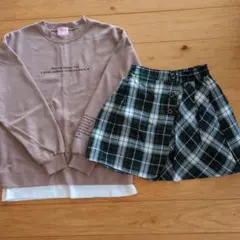 チェックスカート トレーナー2枚セット 150