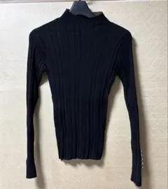 エイミーロウ リブ編みニットカットソー 黒・茶