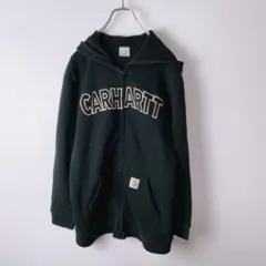 カーハート　キッズ　フルジップパーカー　裏起毛　刺繍ロゴ　160 古着