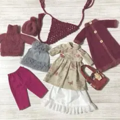 ジネットさんサイズ洋服　ワインレッド系セット