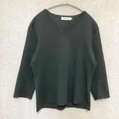 美品✦RAMUZ Vネックカットソー M 黒ブラック シャリ感 涼しい