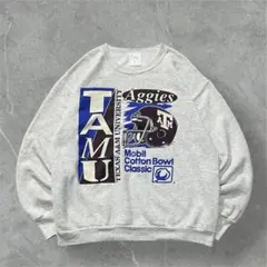 90s USA製DELTATexasA&MCottonBowl XLヘザーグレー