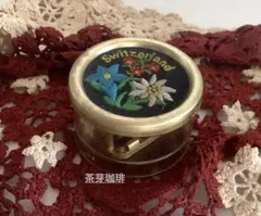 動作確認済】スイス製 アンティーク オルゴール エーデルワイス 押し花