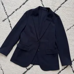 美品　ユニクロ　感動ジャケット　テーラードジャケット　ネイビー　L　456746