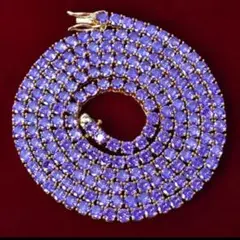 爆売れ☆パープルカラー ネックレス 上品に輝くジルコニア　高見えユニセックス