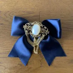 リボン　ブローチ　黒