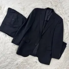 黒 シャドーストライプ スーツ A5 170 セットアップ ウール混 ビジネス