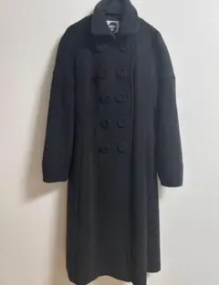 ウール・アンゴラ混紡ブラック ロングコート 　　　　　　　　　　　サイズ11