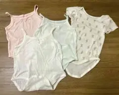 ベビー肌着セット4枚肌着　ロンパース　ウサギ柄90㌢ハート柄花80㌢ピンク白水色