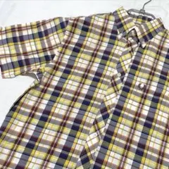 【美品】FRED PERRY チェック 半袖シャツ ボタンダウン イエロー系 Sのサムネイル