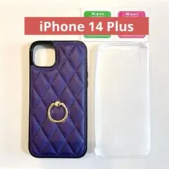 スマホケース ✨ iPhone14 Plus カバー 保護フィルム付き パープル