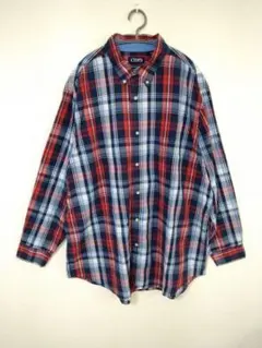 オーバーサイズ　チャップス　CHAPS　長袖シャツ　メンズ3L　赤系チェック柄