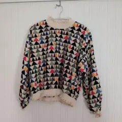 幾何学模様 ニットセーター 長袖