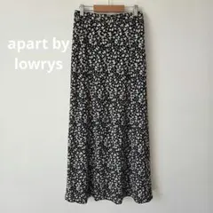 【apart by lowrys】ロングスカート　フレア　花柄　総柄　F　黒　春